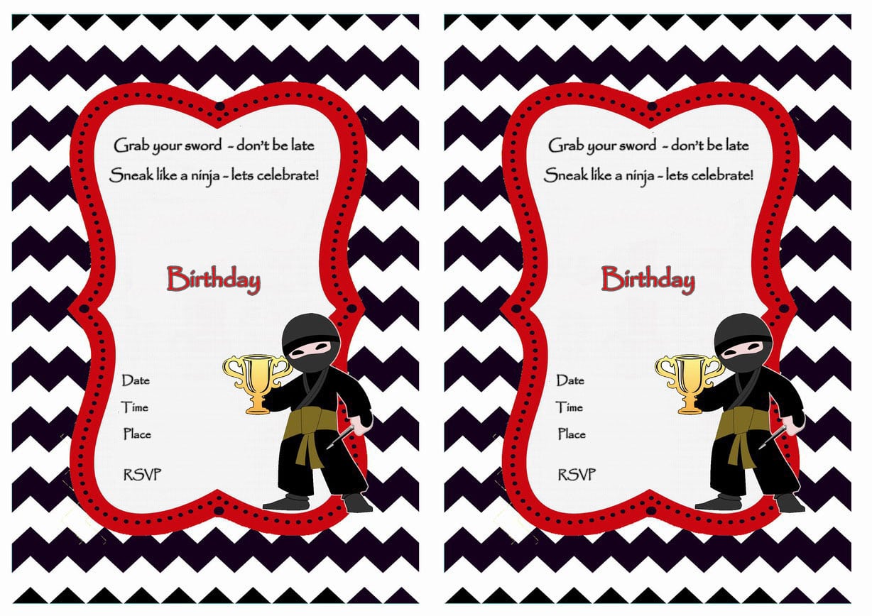 Ninja Warriors Birthday Invitations â Birthday Printable